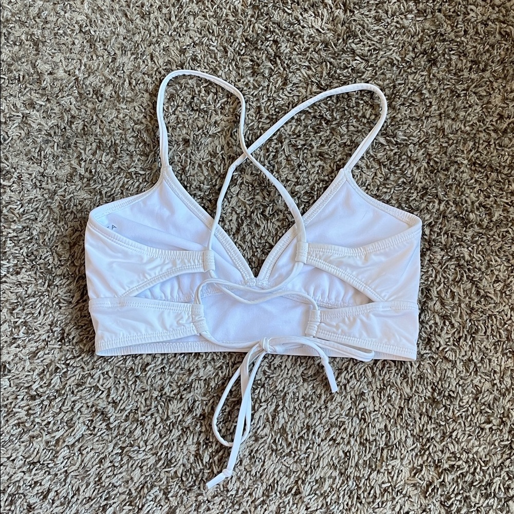 Athleta White Strappy Back Bralette Style Bikini Top